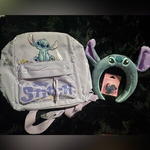 Stitch bundle small backpack w headband and lock